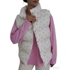 image:imagechouyatou Womens Floral Print Winter Quilted Puffer Vest Y2K Casual Loose Sleeveless Down Puffer JacketWhite Pink