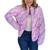 image:imagechouyatou Womens Vintage Floral Print Puffer Quilted Jacket Stand Collar Open Front Lightweight Puffy Down CoatPink