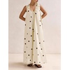 image:imagechouyatou Womens Boho Polka Dot Maxi Dress Sexy U Neck Pleated Swing Beach Party Tank Sun Long DressApricot