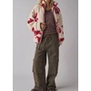 image:imagechouyatou Womens Fuzzy Fleece Cute Floral Faux Fur Coat Oversized Stand Collar Zip Up Winter Sherpa JacketApricot