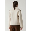 image:imagechouyatou Womens Winter Wool Cropped Jacket Coat Lapel Collar Zip Up Loose Short OuterwearBeige
