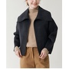 image:imagechouyatou Womens Winter Wool Cropped Jacket Coat Lapel Collar Zip Up Loose Short OuterwearBlack