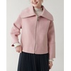 image:imagechouyatou Womens Winter Wool Cropped Jacket Coat Lapel Collar Zip Up Loose Short OuterwearPink
