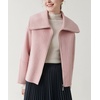 image:imagechouyatou Womens Winter Wool Cropped Jacket Coat Lapel Collar Zip Up Loose Short OuterwearPink