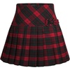 image:imagechouyatou Womens ALine Plaid Wool Blend Pleated Skirt Side Zipper XXLarge 65Red
