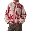 image:imagechouyatou Womens Fuzzy Fleece Cute Floral Faux Fur Coat Oversized Stand Collar Zip Up Winter Sherpa JacketApricot