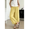 image:imagechouyatou Women Summer Ruffle Hem Cotton Linen Pants Cute Elastic Waist Crop Casual Wide Leg Palazzo Pants