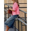 image:imagechouyatou Womens 2025 Casual Lightweight Plaid Bomber Jacket Spring Fall Crop Cotton Jacket ShirtPink