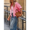 image:imagechouyatou Womens 2025 Casual Lightweight Plaid Bomber Jacket Spring Fall Crop Cotton Jacket ShirtPink