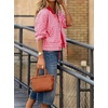 image:imagechouyatou Womens 2025 Casual Lightweight Plaid Bomber Jacket Spring Fall Crop Cotton Jacket ShirtPink