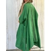 image:imagechouyatou Womens Boho Crochet Eyelet Open Front Irregular Long Cotton Beach Coverup Cardigan Shirt BlousesGreen