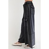 image:imagechouyatou Womens Boyfriend Baggy Cargo Pants Elastic Waist Wide Leg Palazzo Pants with PocketsBlack