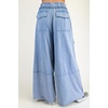 image:imagechouyatou Womens Boyfriend Baggy Cargo Pants Elastic Waist Wide Leg Palazzo Pants with PocketsBlue