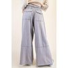 image:imagechouyatou Womens Boyfriend Baggy Cargo Pants Elastic Waist Wide Leg Palazzo Pants with PocketsGray