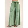 image:imagechouyatou Womens Boyfriend Baggy Cargo Pants Elastic Waist Wide Leg Palazzo Pants with PocketsGreen