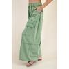 image:imagechouyatou Womens Boyfriend Baggy Cargo Pants Elastic Waist Wide Leg Palazzo Pants with PocketsGreen