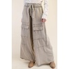 image:imagechouyatou Womens Boyfriend Baggy Cargo Pants Elastic Waist Wide Leg Palazzo Pants with PocketsKhaki