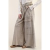 image:imagechouyatou Womens Boyfriend Baggy Cargo Pants Elastic Waist Wide Leg Palazzo Pants with PocketsKhaki
