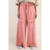 image:imagechouyatou Womens Boyfriend Baggy Cargo Pants Elastic Waist Wide Leg Palazzo Pants with PocketsPink