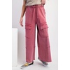 image:imagechouyatou Womens Boyfriend Baggy Cargo Pants Elastic Waist Wide Leg Palazzo Pants with PocketsRose Red