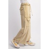 image:imagechouyatou Womens Boyfriend Baggy Cargo Pants Elastic Waist Wide Leg Palazzo Pants with PocketsYellow