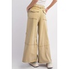 image:imagechouyatou Womens Boyfriend Baggy Cargo Pants Elastic Waist Wide Leg Palazzo Pants with PocketsYellow