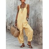 image:imagechouyatou Womens Casual Striped Suspender Strap Overalls Y2k Baggy Wide Leg Jumpsuit Loose Fit Romper Overall PantsYellow
