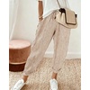 image:imagechouyatou Womens Casual Vertical Striped High Elastic Waist Wide Leg Capri Palazzo Pants with PocketsKhaki