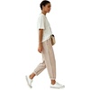 image:imagechouyatou Womens Casual Vertical Striped High Elastic Waist Wide Leg Capri Palazzo Pants with PocketsKhaki