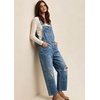 image:imagechouyatou Womens Distressed Denim Bib Overall Y2K Boyfriend Wide Leg Jeans Baggy Denim Pant JumpsuitBlue