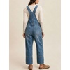 image:imagechouyatou Womens Distressed Denim Bib Overall Y2K Boyfriend Wide Leg Jeans Baggy Denim Pant JumpsuitBlue