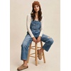 image:imagechouyatou Womens Distressed Denim Bib Overall Y2K Boyfriend Wide Leg Jeans Baggy Denim Pant JumpsuitBlue