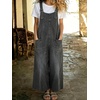 image:imagechouyatou Womens Retro Denim Bib Overall Pants Loose Adjustable Strap Wide Leg Y2K Baggy Jean JumpsuitBlack Grey