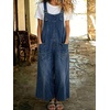 image:imagechouyatou Womens Retro Denim Bib Overall Pants Loose Adjustable Strap Wide Leg Y2K Baggy Jean JumpsuitDark Blue