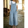 image:imagechouyatou Womens Retro Denim Bib Overall Pants Loose Adjustable Strap Wide Leg Y2K Baggy Jean JumpsuitLight Blue