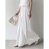 image:imagechouyatou Womens Satin Silky Wide Leg Culotte Pants High Elastic Waist Party Dress Casual Palazzo PantsWhite