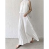 image:imagechouyatou Womens Satin Silky Wide Leg Culotte Pants High Elastic Waist Party Dress Casual Palazzo PantsWhite