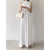 image:imagechouyatou Womens Satin Silky Wide Leg Culotte Pants High Elastic Waist Party Dress Casual Palazzo PantsWhite