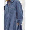 image:imagechouyatou Womens Summer 34 Sleeve Denim Shirt Dress Business Casual Button Down Midi Long Jean Tunic DressDark Blue