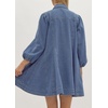 image:imagechouyatou Womens Summer 34 Sleeve Denim Shirt Dress Business Casual Button Down Midi Long Jean Tunic DressDark Blue