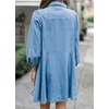 image:imagechouyatou Womens Summer 34 Sleeve Denim Shirt Dress Business Casual Button Down Midi Long Jean Tunic DressLight Blue