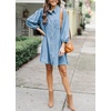 image:imagechouyatou Womens Summer 34 Sleeve Denim Shirt Dress Business Casual Button Down Midi Long Jean Tunic DressLight Blue
