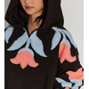 image:imagechouyatou Womens Y2k Floral Patchwork Pullover Hoodies Casual Oversized Sweatshirt Tops Contrast Color Hoodie JacketBlack