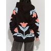 image:imagechouyatou Womens Y2k Floral Patchwork Pullover Hoodies Casual Oversized Sweatshirt Tops Contrast Color Hoodie JacketBlack