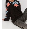 image:imagechouyatou Womens Y2k Floral Patchwork Pullover Hoodies Casual Oversized Sweatshirt Tops Contrast Color Hoodie JacketBlack