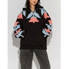 image:imagechouyatou Womens Y2k Floral Patchwork Pullover Hoodies Casual Oversized Sweatshirt Tops Contrast Color Hoodie JacketBlack