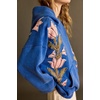 image:imagechouyatou Womens Y2k Floral Patchwork Pullover Hoodies Casual Oversized Sweatshirt Tops Contrast Color Hoodie JacketBlue