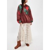 image:imagechouyatou Womens Y2k Floral Patchwork Pullover Hoodies Casual Oversized Sweatshirt Tops Contrast Color Hoodie JacketDark Red