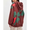 image:imagechouyatou Womens Y2k Floral Patchwork Pullover Hoodies Casual Oversized Sweatshirt Tops Contrast Color Hoodie JacketDark Red