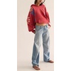 image:imagechouyatou Womens Y2k Floral Patchwork Pullover Hoodies Casual Oversized Sweatshirt Tops Contrast Color Hoodie JacketRed